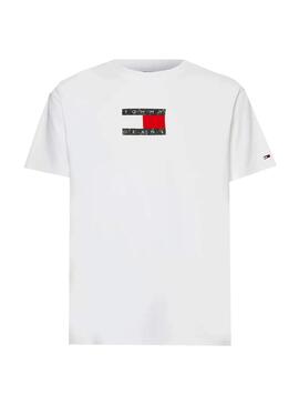 T-Shirt Tommy Jeans Mimetico Flag Bianco per Uomo