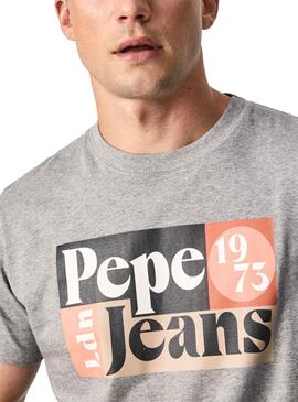 T-Shirt Pepe Jeans Wells Grigio per Uomo