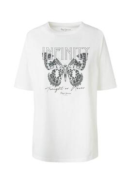 T-Shirt Pepe Jeans Dharma Bianco per Donna