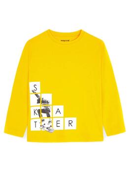 T-Shirt Mayoral Skater Miel Giallo per Bambino