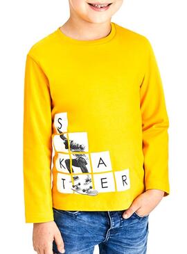 T-Shirt Mayoral Skater Miel Giallo per Bambino