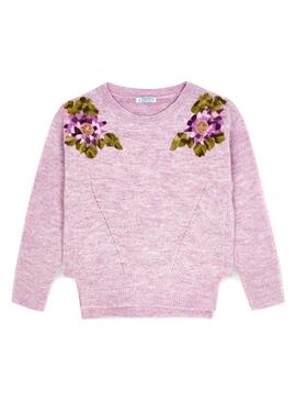 Pullover Mayoral Intarsio Flores Lilla per Bambina