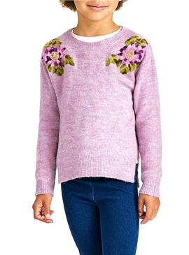 Pullover Mayoral Intarsio Flores Lilla per Bambina