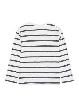 T-Shirt Mayoral Stripes Applique Bianco per Bambino