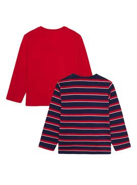 Pack 2 T-Shirts Mayoral Lisa Strisce Rosso Bambina