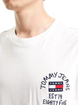 T-Shirt Tommy Jeans Chest Written Bianco Uomo