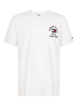 T-Shirt Tommy Jeans Chest Written Bianco Uomo