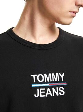 Felpa Tommy Jeans Essential Nero per Uomo