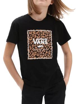 T-Shirt Vans Leopard Print Nero per Bambina