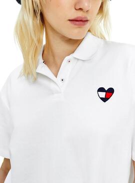 Polo Tommy Jeans Boxy Crop Bianco per Donna