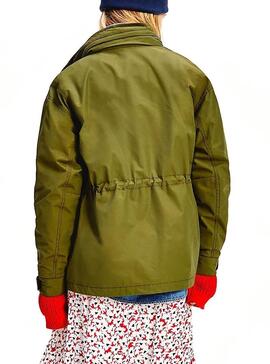 Giacca Tommy Jeans Multitasche Verde per Donna