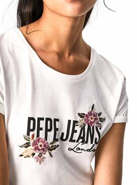 T-Shirt Pepe Jeans Pazienza Bianco per Donna