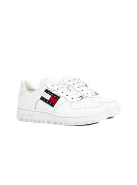 Sneaker Tommy Jeans Low Cut Flag Bianco Donna