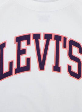 T-Shirt Levis University Bianco per Bambina