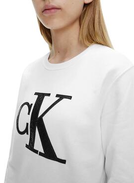 Felpa Calvin Klein Jeans Jumpsuitgram Bianco Bambina