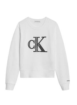 Felpa Calvin Klein Jeans Jumpsuitgram Bianco Bambina