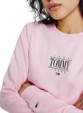 Felpa Tommy Jeans Essential Logo Rosa Donna