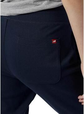Pantaloni New Balance Stack Logo Blu Navy Uomo