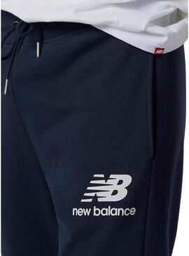 Pantaloni New Balance Stack Logo Blu Navy Uomo