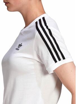 T-Shirt Adidas 3 Bande Bianco per Donna