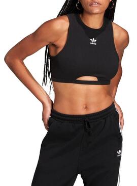 Top Adidas Adicolor a coste Nero per Donna