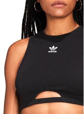 Top Adidas Adicolor a coste Nero per Donna