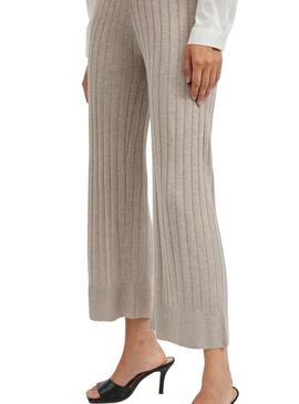 Pantaloni Culotte Vila Viribbia Beige per Donna