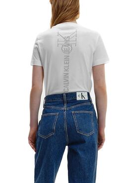 T-Shirt Calvin Klein Jeans Verticale Bianco Donna