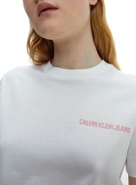 T-Shirt Calvin Klein Jeans Verticale Bianco Donna