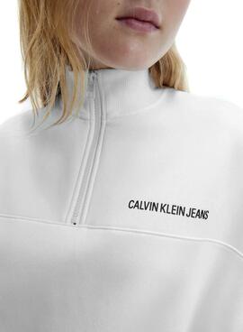 Felpa Calvin Klein istituzionale Bianco Donna