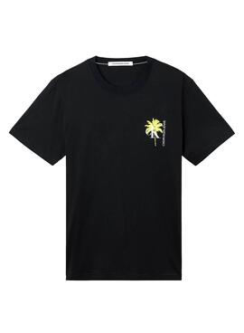 T-Shirt Calvin Klein Palm Print Nero Uomo