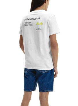 T-Shirt Calvin Klein Palm Print Bianco Uomo
