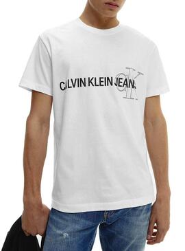 T-Shirt Calvin Klein Instit Bianco per Uomo