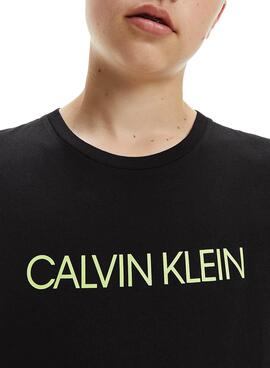 T-Shirt Calvin Klein Institutional LS Nero Bambino