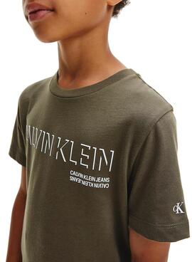 T-Shirt Calvin Klein Shadow Logo Verde Bambino
