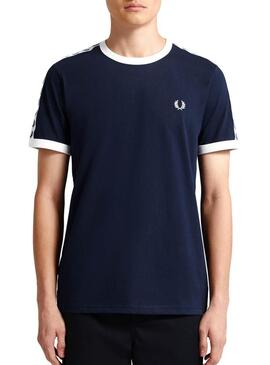 T-Shirt Fred Perry Taped Ringer Blu Navy De Uomo