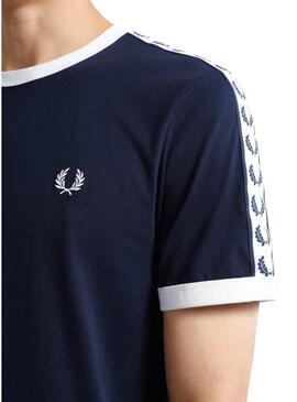 T-Shirt Fred Perry Taped Ringer Blu Navy De Uomo