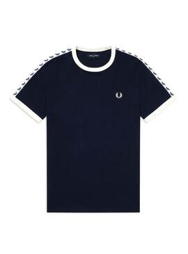 T-Shirt Fred Perry Taped Ringer Blu Navy De Uomo