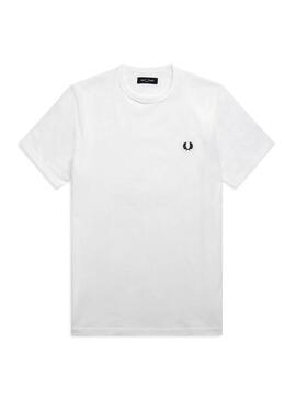 T-Shirt Fred Perry Ringer Bianco per Uomo