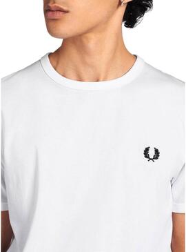 T-Shirt Fred Perry Ringer Bianco per Uomo