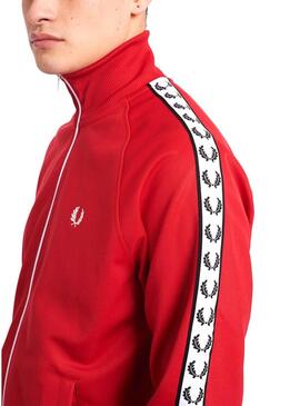 Giacca Fred Perry Taped Track Rosso per Uomo