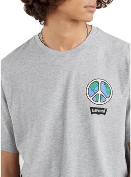 T-Shirt Levis Peace Grigio per Uomo