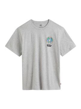 T-Shirt Levis Peace Grigio per Uomo