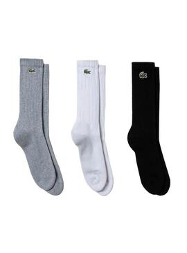 Pack 3 Calzini Lacoste Sport Grigio Bianco Nero