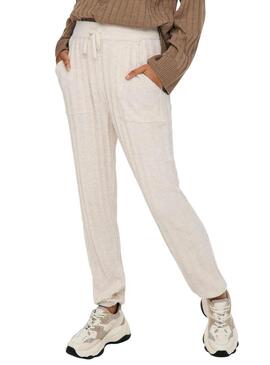 Pantaloni Only New Tessa Beige per Donna