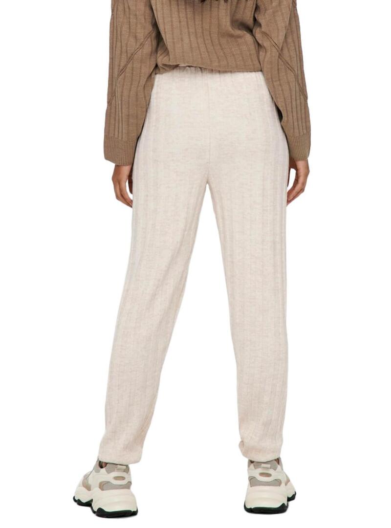 Pantaloni Only New Tessa Beige per Donna