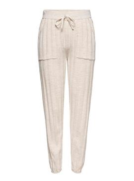 Pantaloni Only New Tessa Beige per Donna