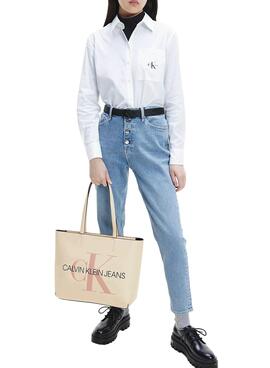 Borsa Calvin Klein Jeans Sculped Shopper Beige