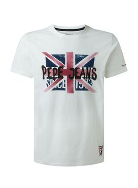 T-Shirt Pepe Jeans Roland Bianco per Uomo