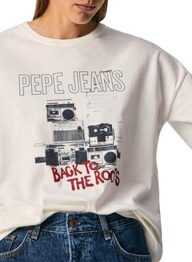 T-Shirt Pepe Jeans Berti Bianco per Donna